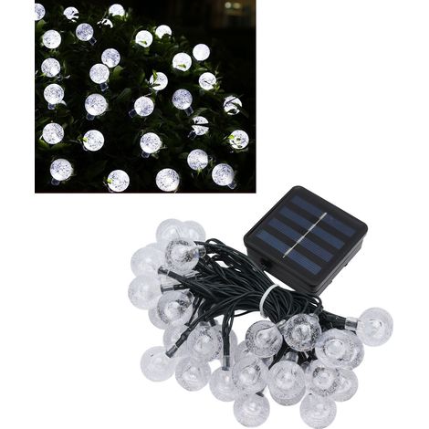 30 LED-Solar-Lichterketten, Lichterketten mit Kristallkugeln für den Außenbereich, wasserdichte runde Lichterketten, dekorative Gartenlichterketten, weißes Licht (1/5)