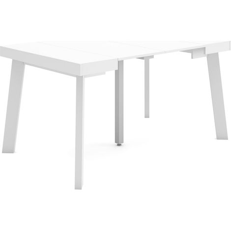Skraut Home - Table console extensible, Console meuble, 140, Pour 6 personnes, Pieds en bois, Style moderne, Blanc (1/5)