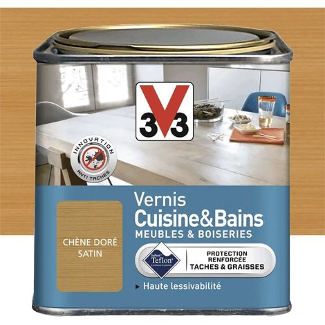 Vernis V33 Cuisine & Bains Satin Chêne doré 0,25 L (1/2)