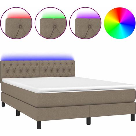 Maison Exclusive - Box spring postel s matrací a LED taupe 140x190 cm textil (1/5)