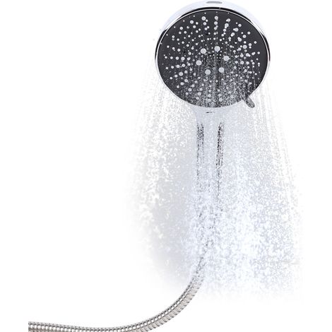 Hochdruck-Handbrause, 5 Düsen, mit Schlauch und Halterung, ergonomisches Design aus verchromtem ABS, sparsames Regenduschset. (1/5)