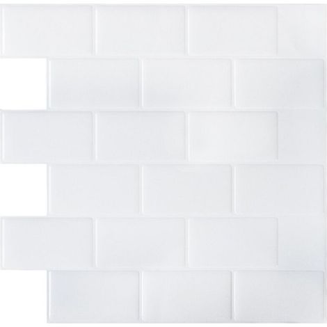Papier Peint Carrelage Autocollant Blanc 30 x30 cm Style Mosaïque Sticker Mural Film Décoratif Imperméable pour Carreaux de Mur de Salle de Bains et de Cuisine (1/5)