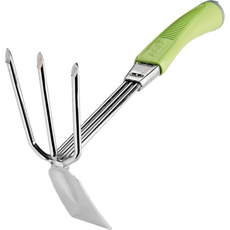 AGEF - ZAPPETTINO QUADRO A 3 DENTI IN ACCIAIO CROMATO - MANICO IN COPOLIMERO COLORE VERDE