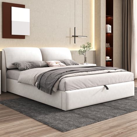 letto contenitore 180x200 con 3 cassetti beige OKMYHOME (1/5)