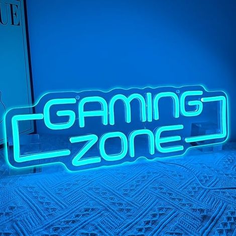 Gaming Zone Néon Signe, Aire de Jeux Pour Adolescents Décoration de Salle de, Led Neon Jeu Sign Pour Le Cadeau Garçon Enfants (1/5)