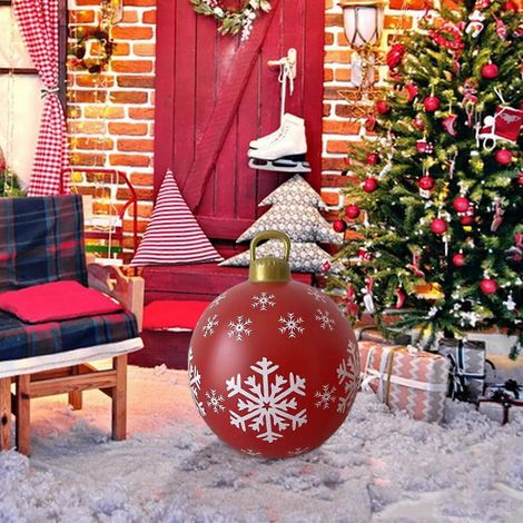 Boule de Noël décorative gonflable de 60 cm pour extérieur, en PVC, idéale pour décorer un sapin de Noël ou pour les fêtes. (1/5)
