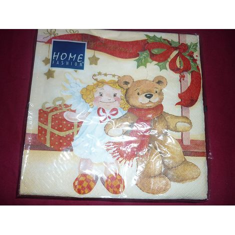 HOME FASHION - 20 PEZZI - CONFEZIONE DA20 TOVAGLIOLI PER DECOUPAGE 33X33CM - CON ORSO E ANGELO