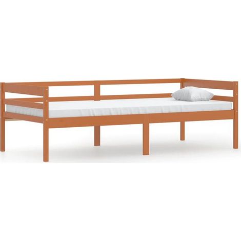Cadre de lit (matelas non inclus), couleur miel, pin massif, 90 x 200 cm (1/5)