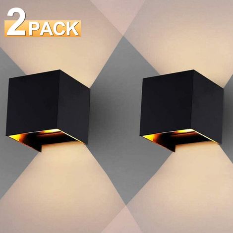 Applique Murale 12 LED Lampe Ampoule en Alu Lumiere Blanche Chaude pour Maison Couloir Noir (1/4)