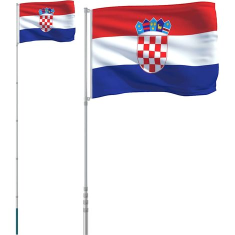 Drapeau de la Croatie et mât 5,5 m Aluminium (1/5)