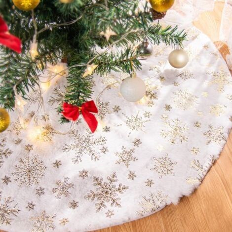Jupe de Sapin de Noël 90cm, Grande Flocon de Neige Doré Cache Pied, Couvre-Pied d'Arbre pour Décoration (Or, 90 cm) (1/5)