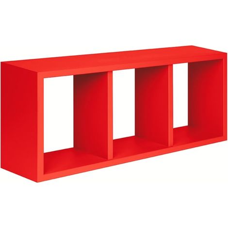Ahd Amazing Home Design – Étagère murale rouge 70 x 30 x 15,5 cm – Bibliothèque flottante 3 compartiments – Matériau fibre de bois – Charge max 10 kg (1/4)