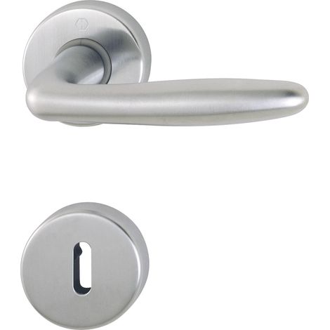 1 - Poignée De Porte - Rosace BB - Laiton Satiné Chromé Mat - Pour Serrure À Clé - Épaisseur 39-47 Cm