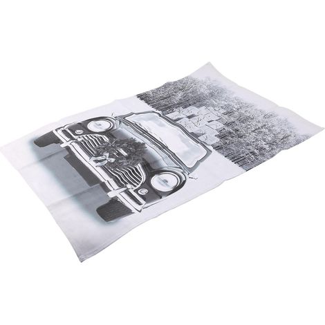 Serviette de table/nappe/torchon/serviette multifonctionnelle en coton gris-noir à motif panoramique automobile (1/5)