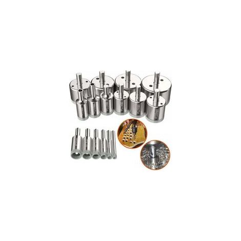 Juego de 16 brocas de corona, broca de diamante de 650 mm, herramientas para perforar vidrio, kit de brocas de corona para acero al carbono, vidrio, cerámica, porcelana, azulejos y mármol.