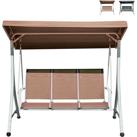 3-sitzige Gartenschaukel mit verstellbarem Sonnendach Ibis - Beige (1/4)