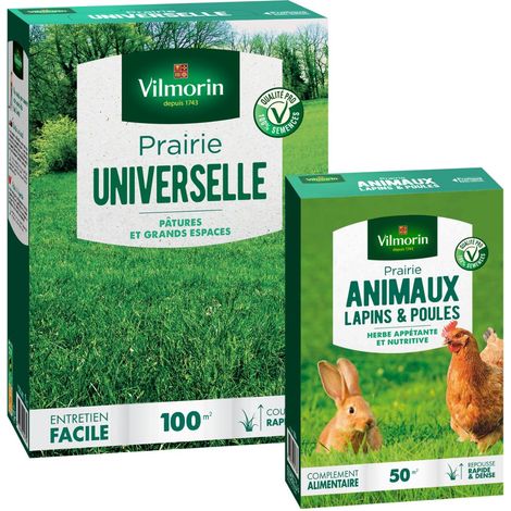 Prairie Universelle - 1 kg + Prairie Animaux - Lapins & Poules - 500 g Vilmorin (1/2)