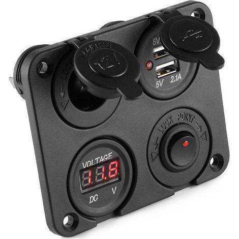 Dc 12v-24v voiture bateau prise double chargeur usb voltmètre panneau de commutation (1/4)