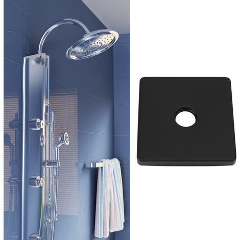 Cache-bras de douche carré de 10 cm (4 pouces) en acier inoxydable 304, plaque de recouvrement pour pommeau de douche fixe, robinet de baignoire, noir (1/5)