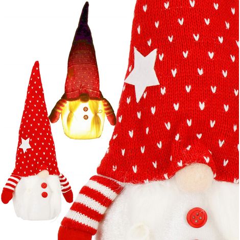 BABBO NATALE GNOMO ELF SOTTO L'ALBERO DI NATALE FESTE LED DECORAZIONE NATALIZIA XL