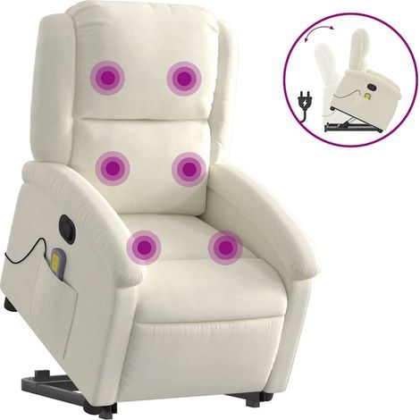 Fauteuil de Salon,Chaise,Fauteuil de massage inclinable Crème Velours CFW707419 (1/5)