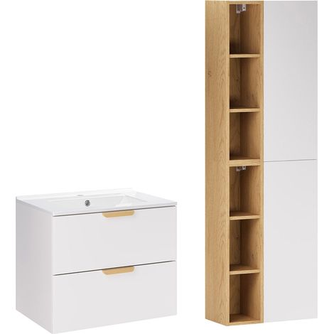 Mueble lavabo 60cm con pedestal Oria Blanco mate (1/4)