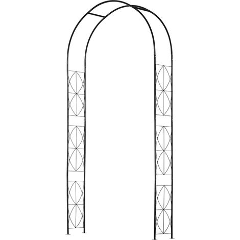 Arche de jardin, arche à rosiers, treillis pour plantes grimpantes, style fer forgé, dimensions 114 x 30 x 230 cm (L x l x H), métal recouvert d'époxy noir
