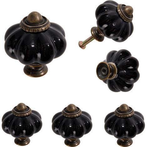 6Pcs Pumpkin-shaped Ceramic Furniture Knobs (1/5)