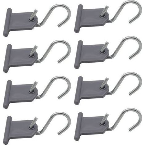 Lot de 8 Crochet Auvent Camping Car Accessoires Auvent Crochet en Forme de S Facile a Installer pour Camping Car Caravane Fournitures Intérieures Extérieures Tente de Noël (Gris) (1/4)