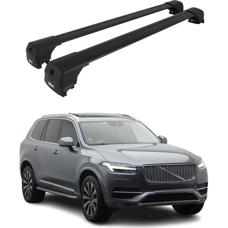 OMAC Aluminium Dachträger Querträger für Volvo XC90 II 2015-2026 – City Crash – ISO/PAS 11154:2006 – Abschließbar – Max. 75 kg – 2 Stangen Schwarz (1/5)