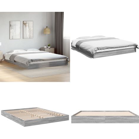 Bettgestell ohne Matratze Grau Sonoma 160x200 cm Holzwerkstoff - Holzbettfassungen - Doppelbett Gestell - Bettrahmen - Boxspring Rahmen - Grau Bettwäsche - Home & Living (1/5)