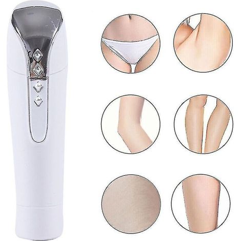 Épilateur portable indolore pour le visage, les sourcils et le corps, avec lumière et facile à nettoyer (blanc). (1/5)