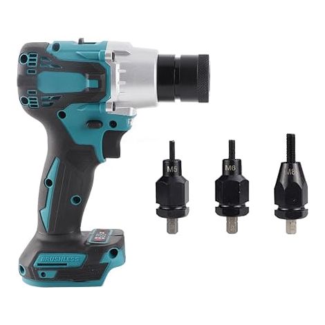 Electric Brushless Riveter Machine with Speed Adjustment Knob LED Light for Rivet Nuts M3M4M5 M4M5M6 M5M6M8 M6M8M10 (Set C) (1/5)