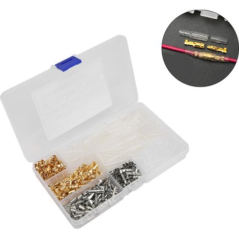 Kit de 400 connecteurs mâles et femelles à broches de 4,0 mm, pressés à froid, avec capuchons isolants pour connecteurs électriques automobiles (1/5)