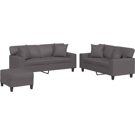 Maison Exclusive - Set di Divani 3 pz con Cuscini Grigio in Similpelle (1/5)