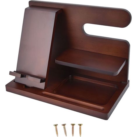 Support de bureau multifonction pour téléphone portable, style rétro pin, pour lunettes, clés et montres. Socle pour téléphone portable, support de rangement pour lunettes, clés et montres. (1/5)