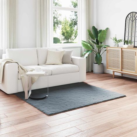 vidaXL  Anti-Slip Faux Rabbit Fur Rug  OLITE Anthracite 160 x 160 cm