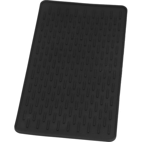 Rechteckige schwarze Silikon-Abtropfmatte, Küchenuntersetzer, rutschfeste Matte für Töpfe und Pfannen (1/5)