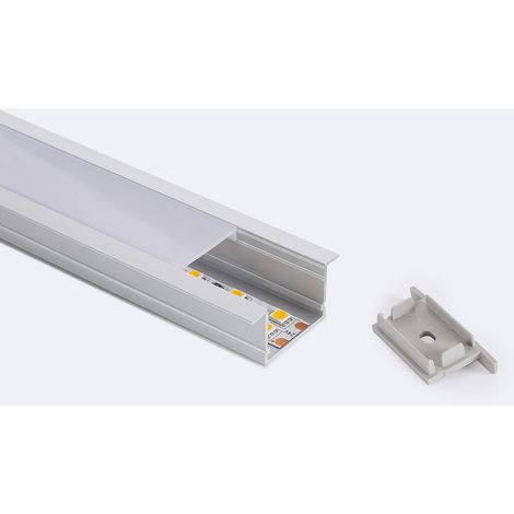Aluminiumprofil Einbau für LED Streifen bis 25 mm Aluminium 2 m Weiß transluzent