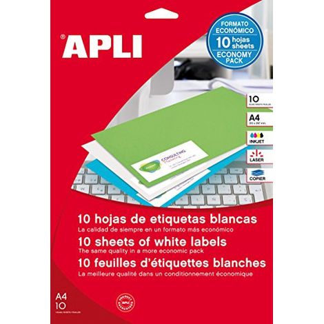 Etiquettes adresse jet d'encre, laser et copieur 105 X 37 mm Apli blanche - Boîte de 160 (1/4)