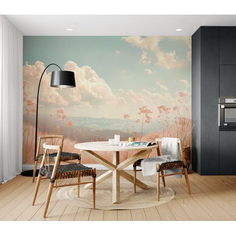 Papier peint Paysage – fleurs et nuages - 150 x 250 cm (1/2)