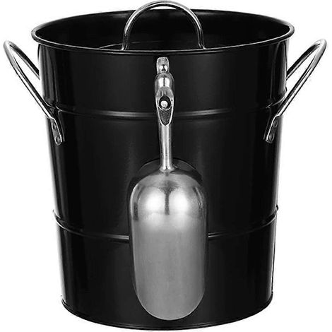3,5-Liter-Eiskübel aus verzinktem Stahl mit Schaufel, Deckel und Tragegriffen für Gartenpartys und Grillfeste. (1/5)