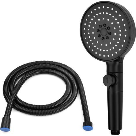 Filtre Pommeau de Douche avec Tuyau de 1.5m, 5 Modes Haute Pression Douchettes à Main avec Deau Stop bouton, Anti Calcaire Pomme de Douche, Filtrant Têtes de Douche pour Salle de Bain SPA (Noir) (1/5)