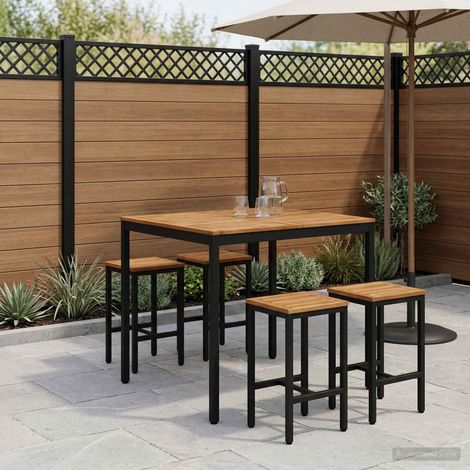 vidaXL Mesa de Bar para Jardín NAARDEN Natural y negro (1/5)