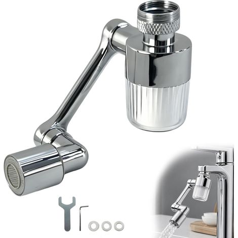 1440° Aérateur de robinet, Robinet à Rallonge Rotatif Multifonctionnel, Mousseur Robinet avec Deux Méthodes, Aerateur Universels Robinet Economie d'eau Pour Robinets de Cuisine et Salle de Bain (1/5)