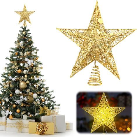 Goldener Stern für den Weihnachtsbaum – Weihnachtsbaumschmuck und Baumspitze (1/5)
