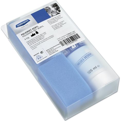 Kit de polissage acrylique OSBORN 5 pièces avec pâte Dur Plast et papier de verre inclus