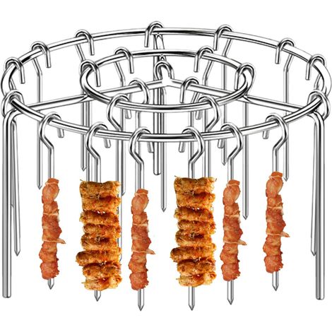 1 Grille Et 24 Ou 48 Brochettes Inox, Accessoire Friteuse Air, Cuisson Verticale Légumes Viandes