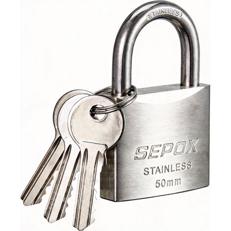 Cadenas à clé extérieur résistant aux intempéries, anse en acier inoxydable SUS304 et corps de serrure 50mm, 1cadenas avec 2 mêmes clés, pour Marine, Industriel, Jardin (1/5)