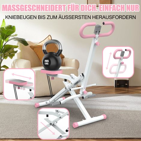 Machine à squats pliable avec bandes de résistance – pour fessiers, cuisses, abdominaux, développé-jambes & hip thrust – idéal maison (1/4)